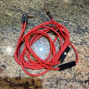 (2) Monster 3.5mm AUX Audio Cable Inline Volume Control Red Right Angle Lot of 2